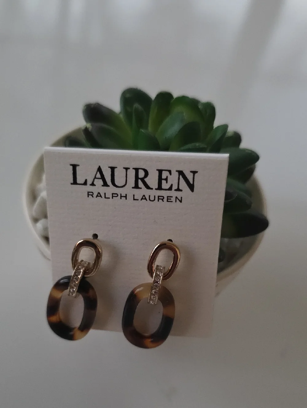 Lauren Ralph Lauren‎ Gold-Tone Earrings with Tortoiseshell Loops